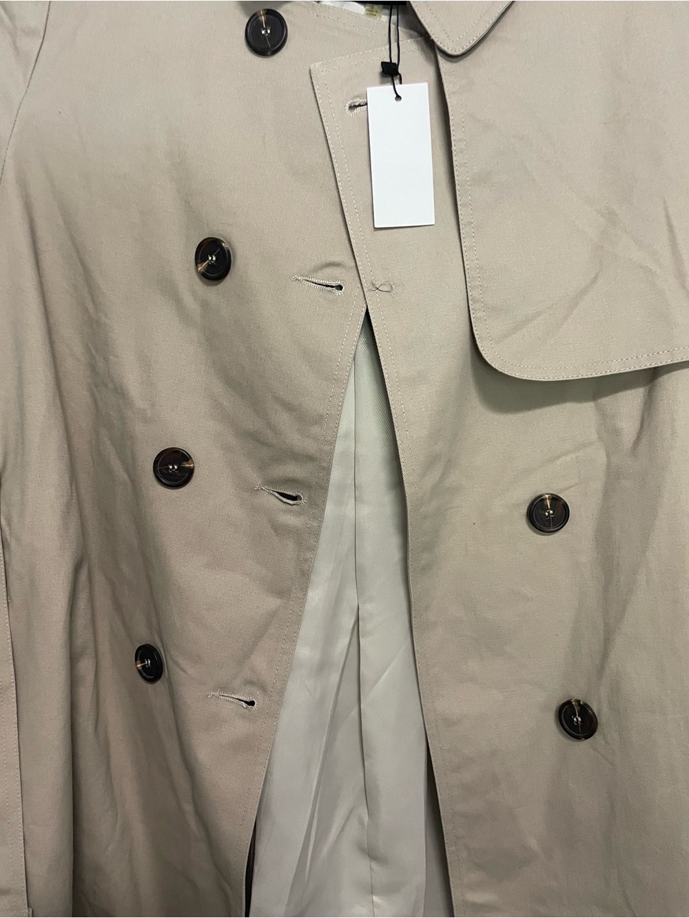 Sugarlips Light Beige Double-Breasted Trench with Dark Buttons